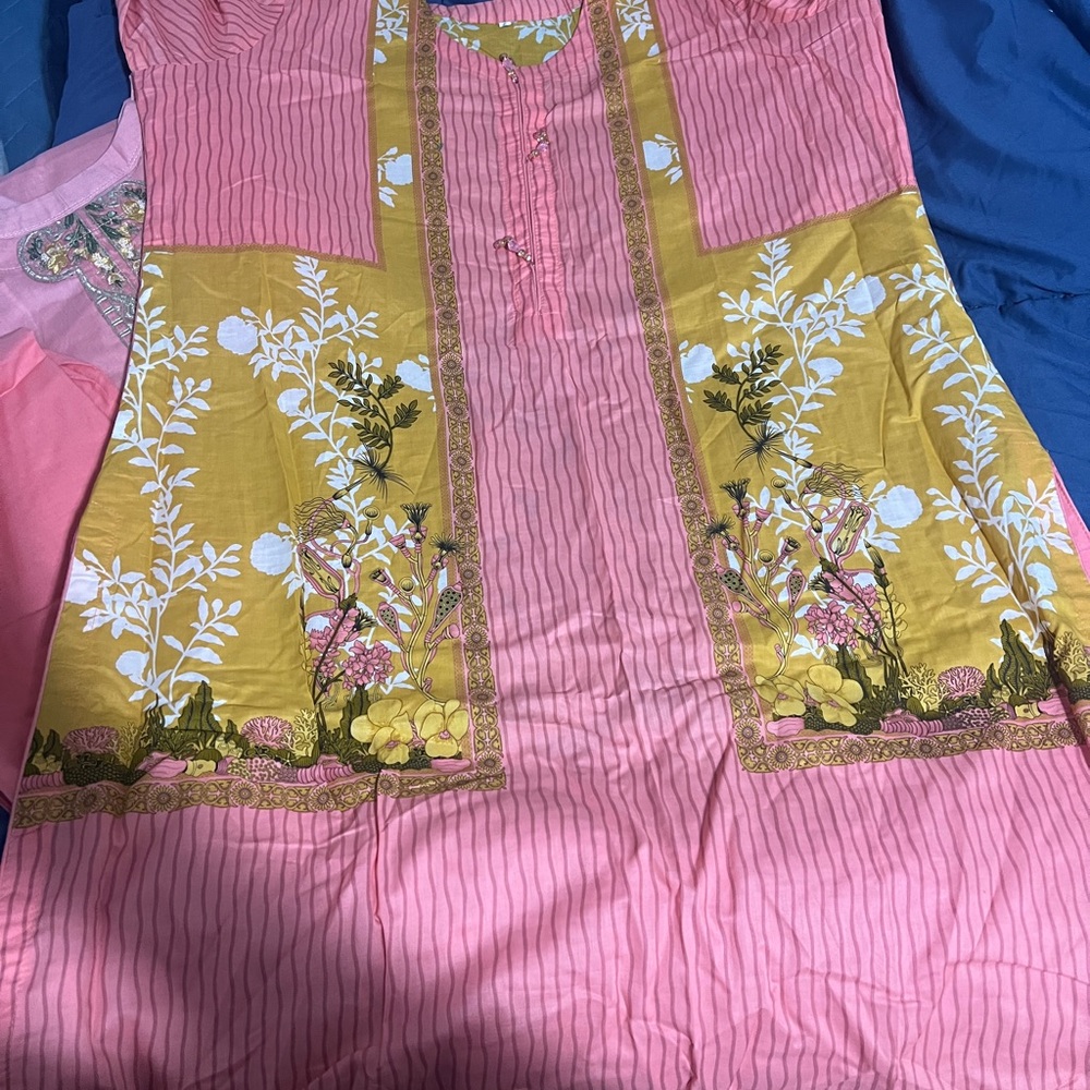 Pink and Yellow Floral Long Sleeve Dress